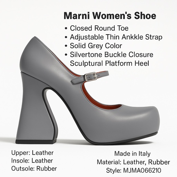 MARNI MARY JANE HEELS IN DOLPHIN IT 37 US7 - Picture 1 of 12